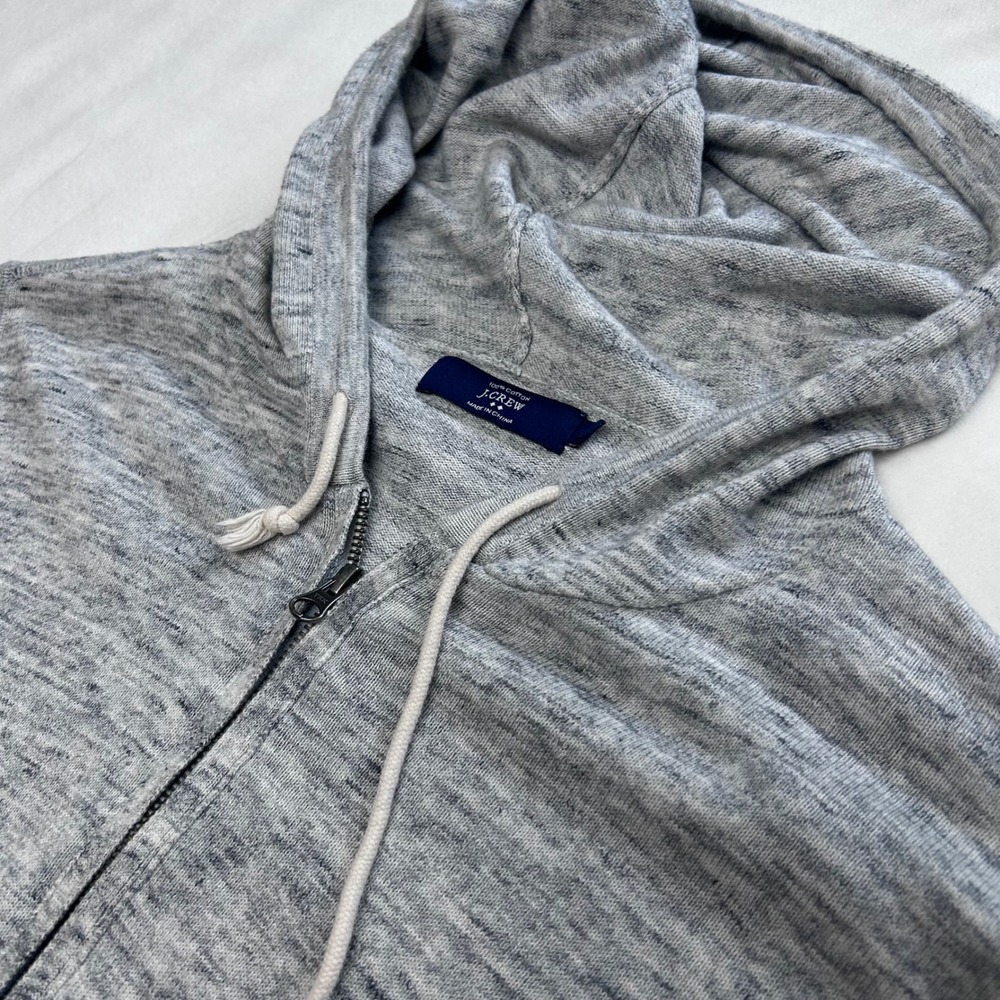 J.Crew Mens Grey Heathered 100% Cotton Full Zip Hoodie Sweater Small 51501 HO13